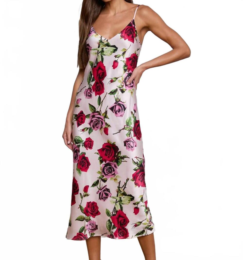NEW L'AGENCE seridie silk dress in pink multi romantic rose